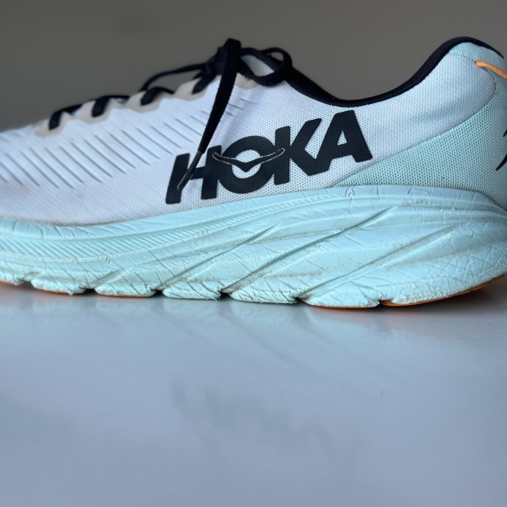 SOLD: Hoka One One Rincon 3 Running Shoes White Blue Glass
